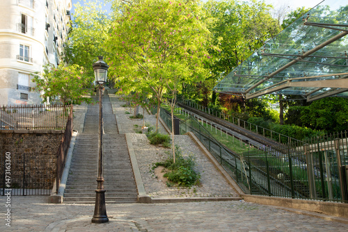 Beautiful view of the Montmartre Funicular in Paris, France