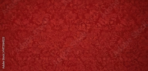 Intricate red damask floral wallpaper, rich texture , texture, fabric, material