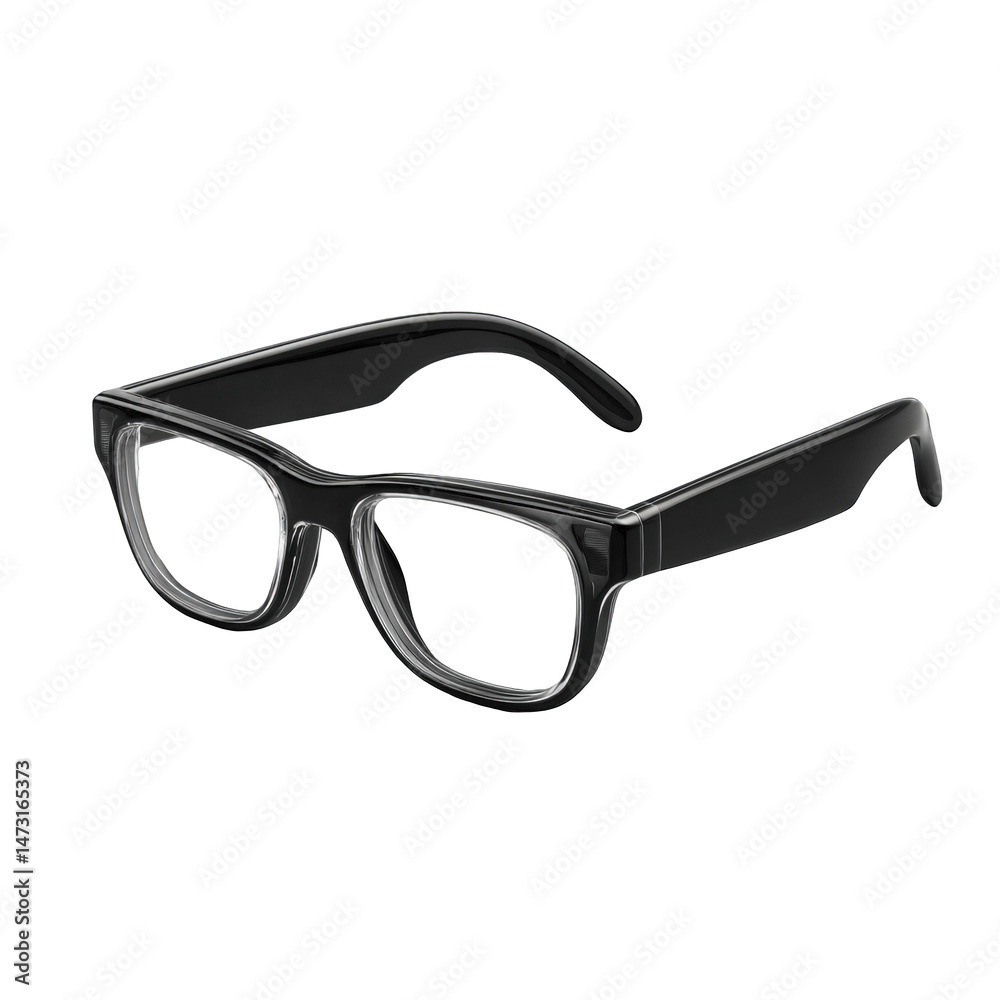Stylish black eyeglasses frame clear lenses modern design rim see wear on transparent background Stylish black eyeglasses frame clear lenses modern design rim see wear on transparent background