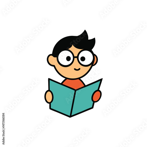 cartoon character reading book
