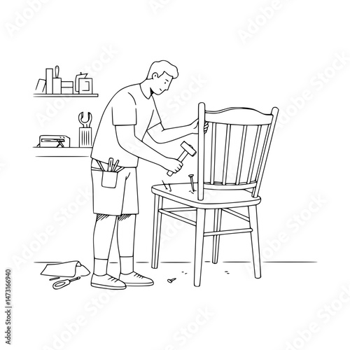 Man repairing a chair
