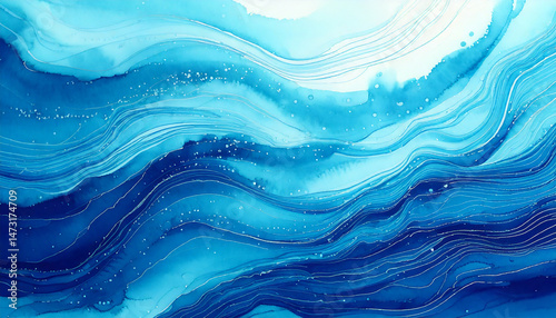青　生成AI　水彩　背景