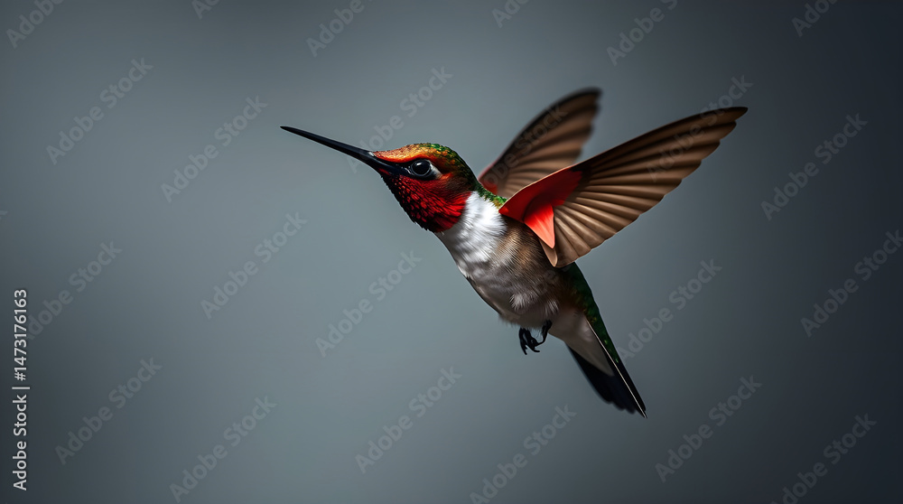 Fototapeta premium Grace in the Air: Hummingbird in Warm Light