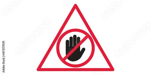 Hand blocking sign stop. Vector illustration.