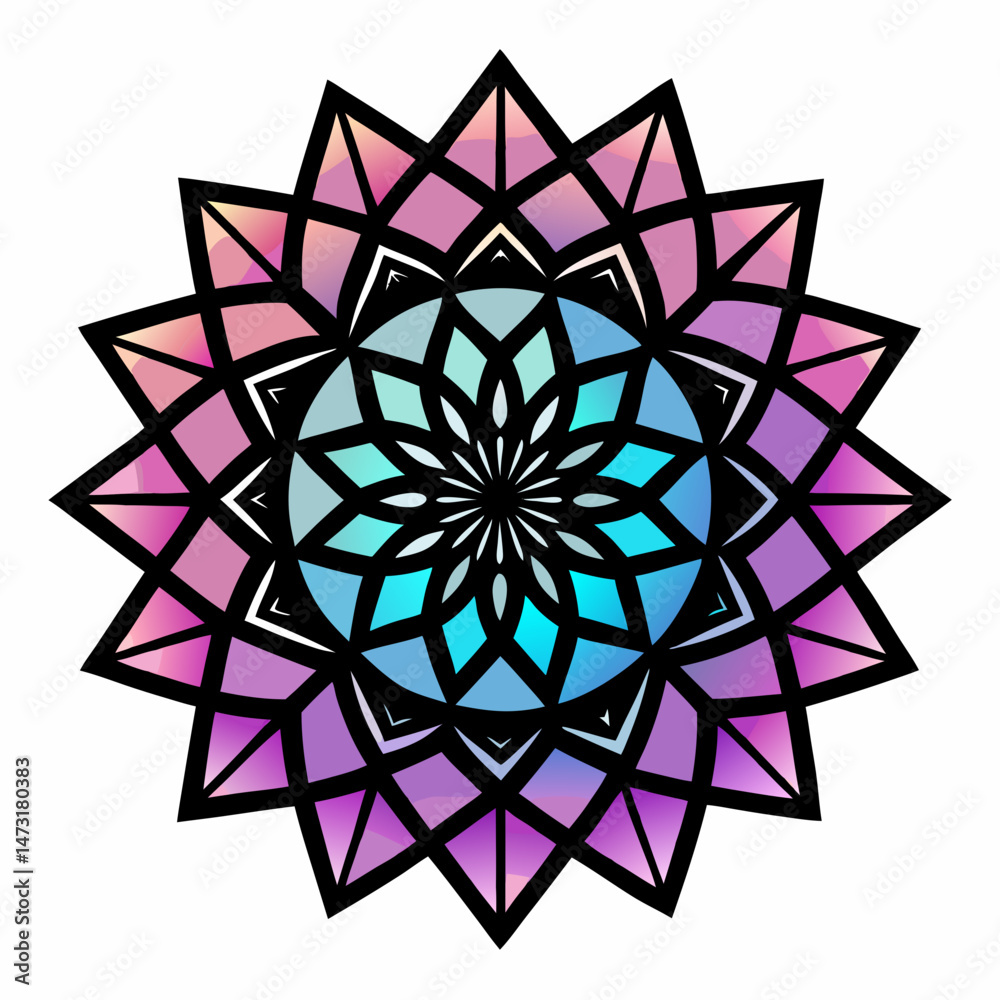Geometric Mandala Gradient – Black Silhouette on White Geometric Mandala Gradient – Black Silhouette on White