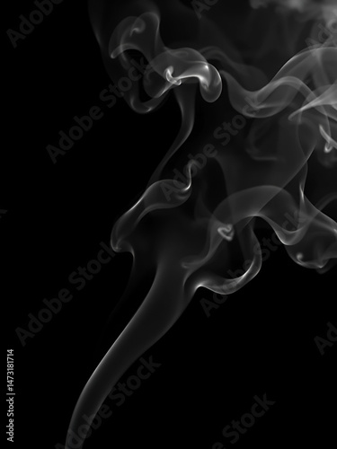 A minimalist black and white stylized artwork of smoke, having fewer and thinner lines.