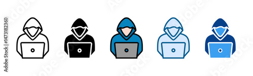Anonymous Hacker Icon Set Multiple Style Collection