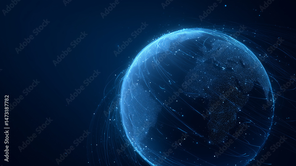 Obraz premium abstract technology background of planet earth and tech lines