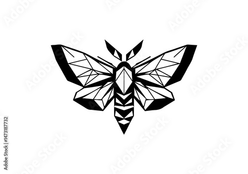 Moth Hand Drawn Simplified Black & White Illustration Vector Isolated by AZ for Books, Arts, Design and Decoration Graphic Asset