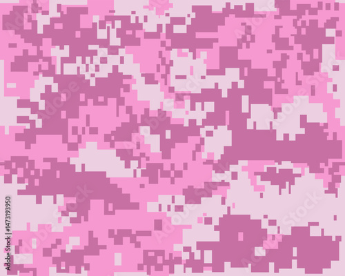 Seamless pattern. Abstract military or hunting camouflage background. Pink fuchsia. Vector illustration. Repeat seamless