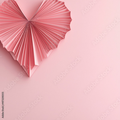Heart shaped paper design on soft pink background