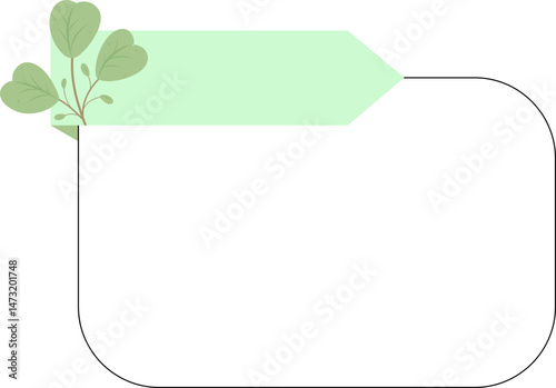 Geometric Banner with Botanical Accent Green Text Box with Leaf Illustration