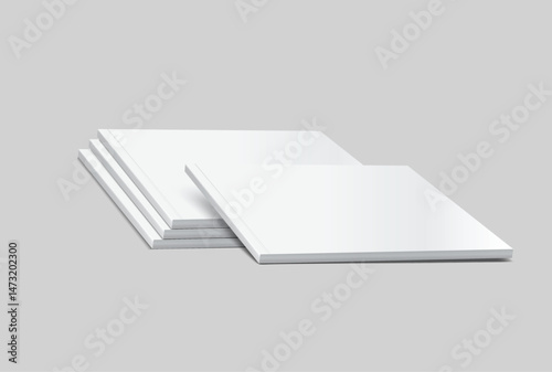 Vector realistic 3d magazine mockup with white blank cover isolated on background. For the business presentation magazine, notebook, booklet, brochure, catalogue or a publisher advertising corporate

