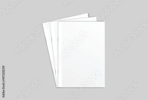 Vector realistic 3d magazine mockup with white blank cover isolated on background. For the business presentation magazine, notebook, booklet, brochure, catalogue or a publisher advertising corporate
