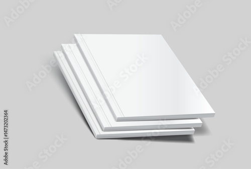 Vector realistic 3d magazine mockup with white blank cover isolated on background. For the business presentation magazine, notebook, booklet, brochure, catalogue or a publisher advertising corporate
