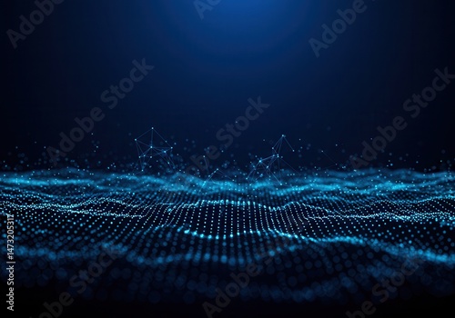 Abstract blue network with connected dots and lines over a dark background
