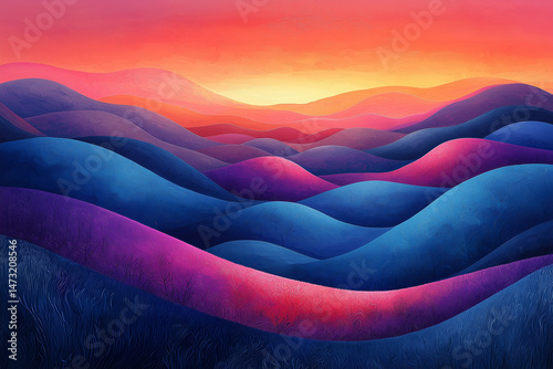 Colorful abstract rolling hills