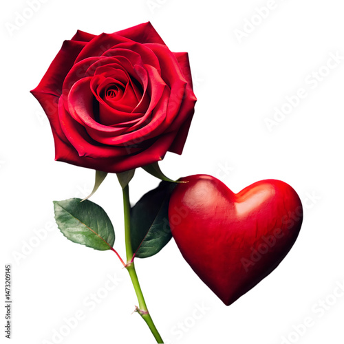 Red Rose and Heart: Love Symbol