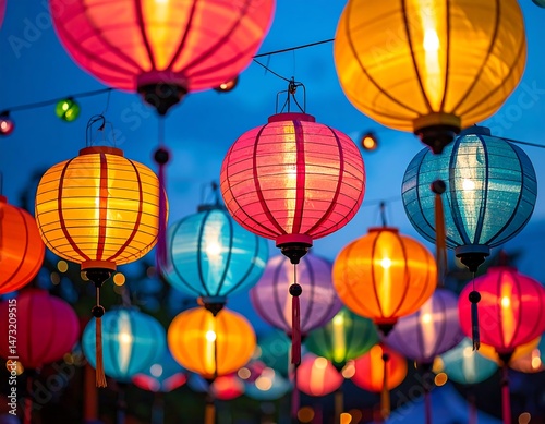 Firefly A vibrant festival with colorful lanterns