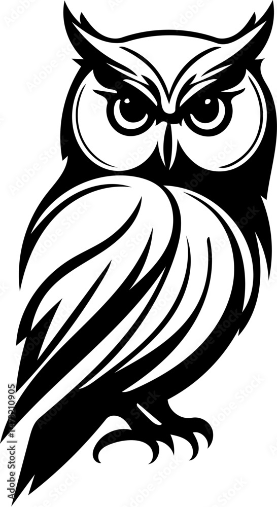 Fototapeta premium owl silhouette vector illustration white background