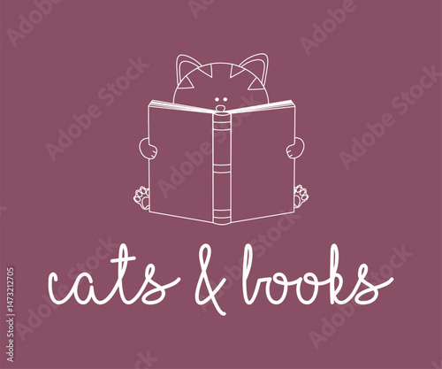 Cats & books, High-quality vector design for cat-themed apparel, great for print-on-demand and cat lover merchandise.