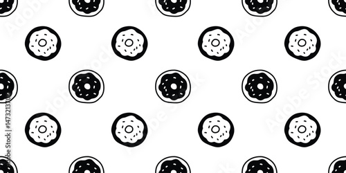 donut seamless pattern vector baked bakery bread food cartoon character scarf isolated repeat wallpaper tile background gift wrapping paper doodle illustration design