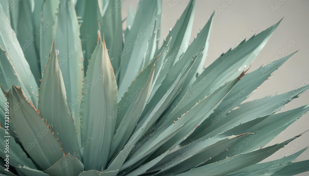 Fototapeta premium Soft pastel agave leaf backdrop, stylish design element, trendy, graphics, spring