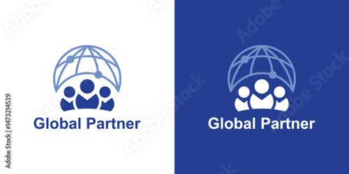logo design combination partnership and global,business global,symbol,icon,idea,creative.