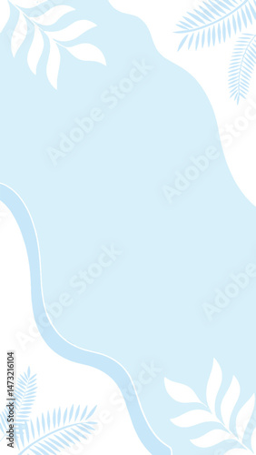 Light blue background with soft, white, decorative leaf accents creating a serene and minimalist design.