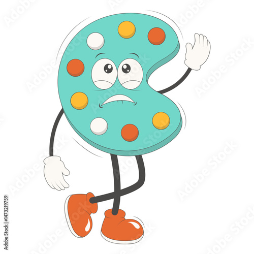 Groovy School Supplies Cartoon Character. Isolated on White Background.