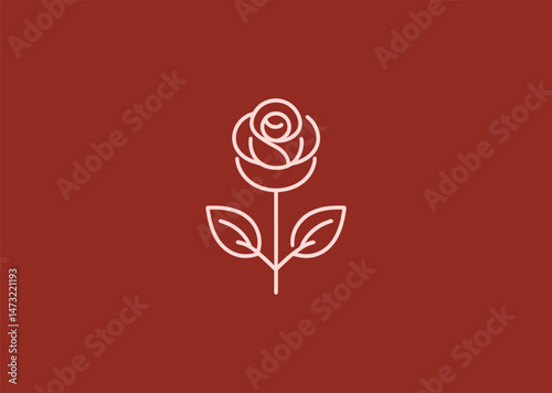 Rose line logo for romance, elegance, or floral brand identity.