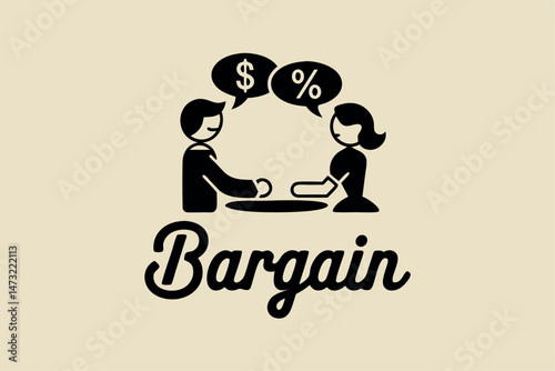 Business negotiation concept with dialogue bubbles depicting a financial bargain or agreement