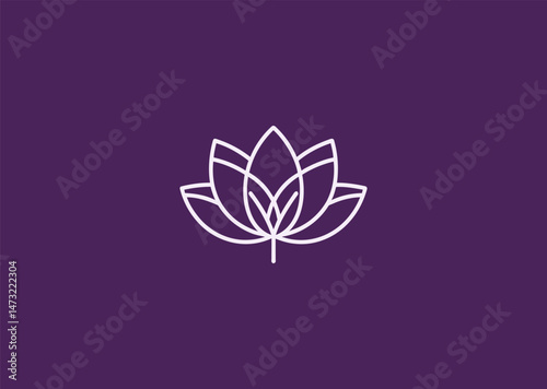 Abstract lotus line logo for wellness, beauty, or meditation brand.
