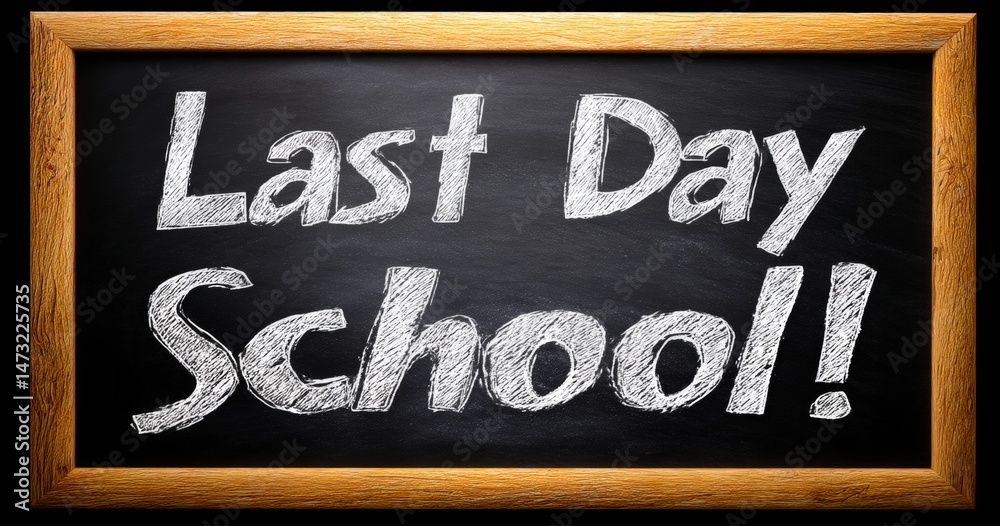Obraz premium Chalkboard with 'Last Day of School!' message.