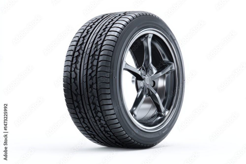 Sleek black car tire with alloy rim Sleek black car tire with alloy rim