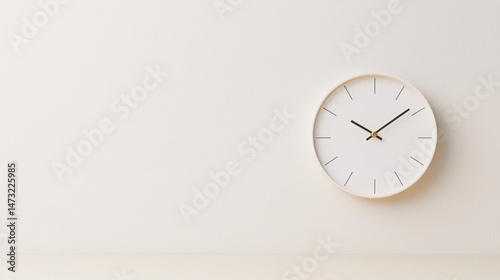 Wallpaper Mural A round wall clock with a minimalistic design hangs on a plain, light-colored wall. Torontodigital.ca