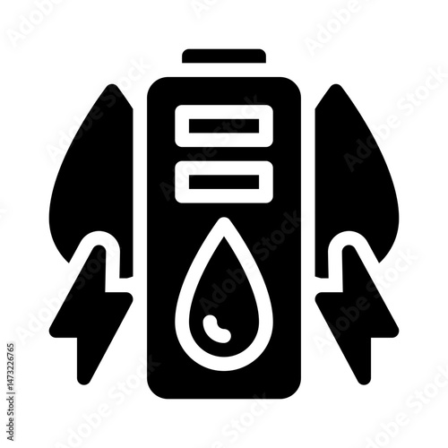 water powered battery glyph icon