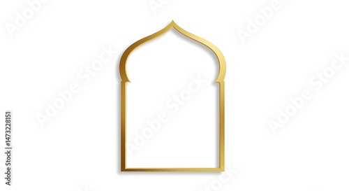 Golden Arabic Arch Isolated on White Background