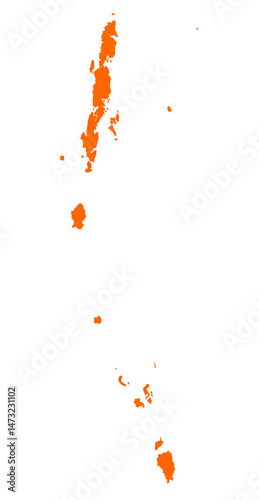 Andaman and Nicobar Islands state map in orange – isolated flat vector graphic