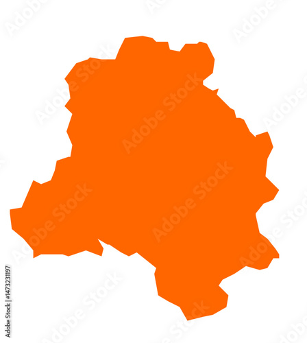 Delhi state map in orange – isolated flat vector graphic