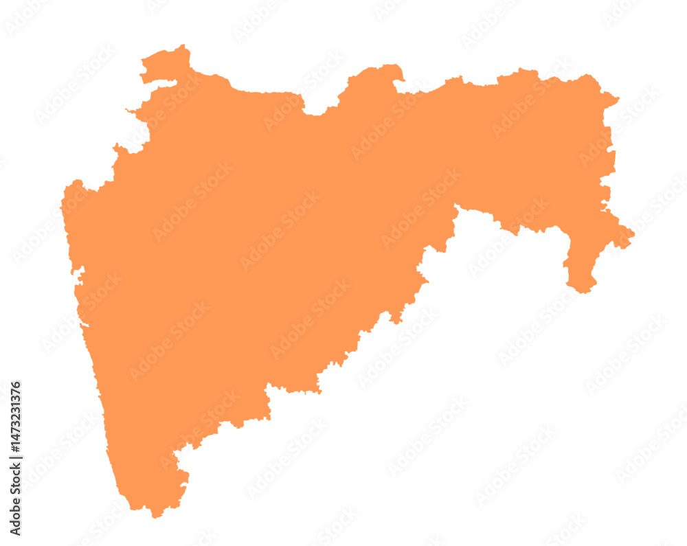 Maharashtra state map in orange – isolated flat vector graphic