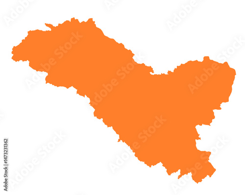 Ladakh state map in orange – isolated flat vector graphic
