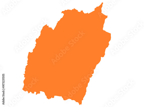 Manipur state map in orange – isolated flat vector graphic