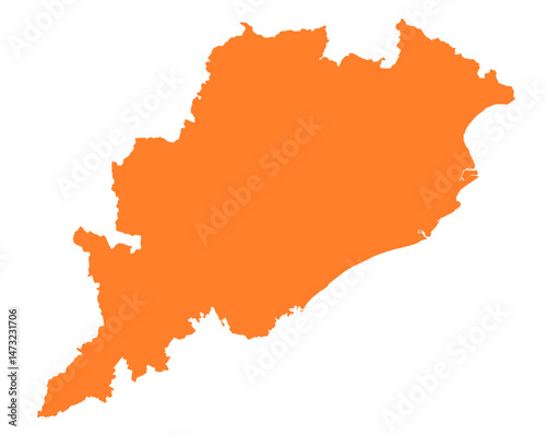 Odisha state map in orange – isolated flat vector graphic