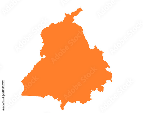 Panjab state map in orange – isolated flat vector graphic