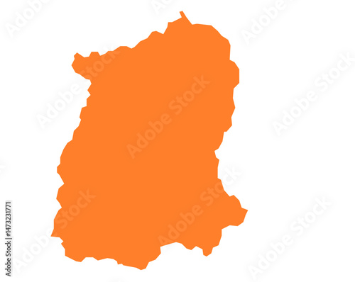 Sikkim state map in orange – isolated flat vector graphic