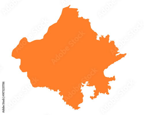 Rajasthan state map in orange – isolated flat vector graphic