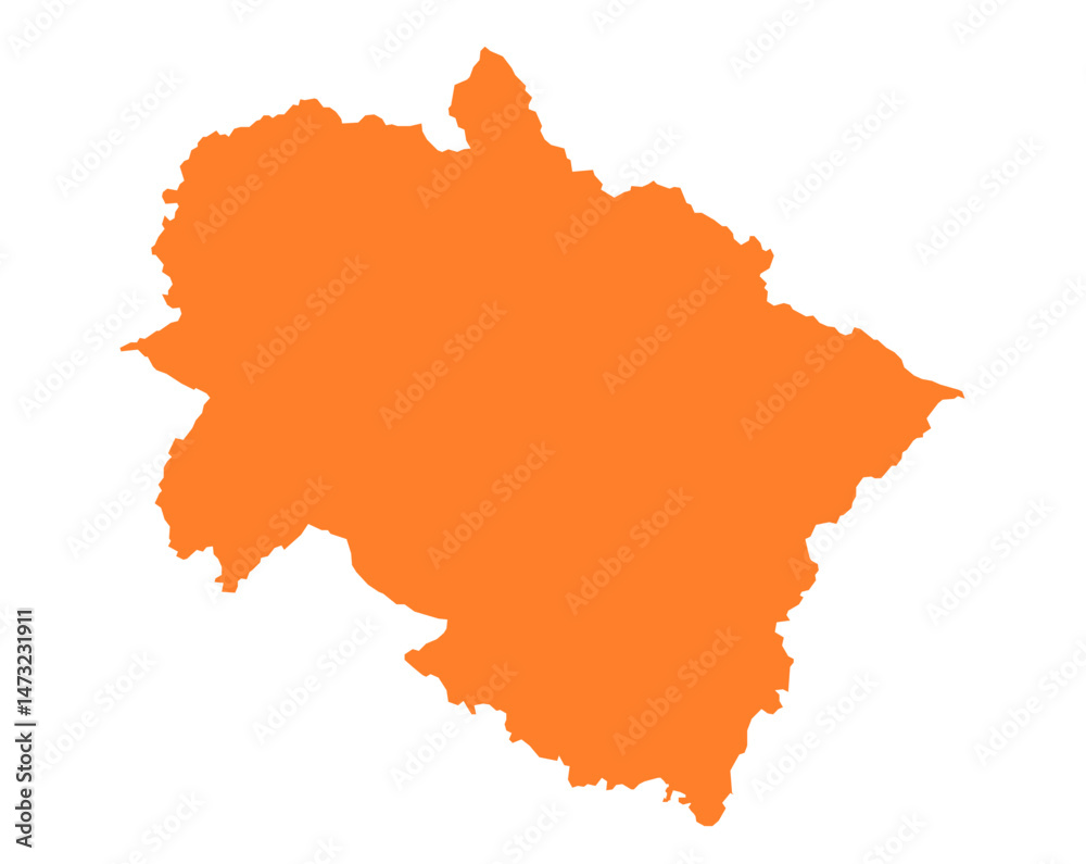 Naklejka premium Uttarakhand state map in orange – isolated flat vector graphic