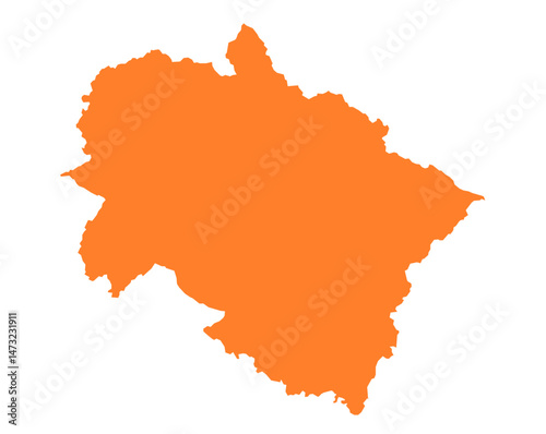 Uttarakhand state map in orange – isolated flat vector graphic