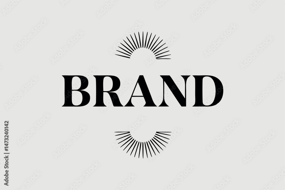 Fototapeta premium Elegant brand typography design with decorative sunburst graphic on light background